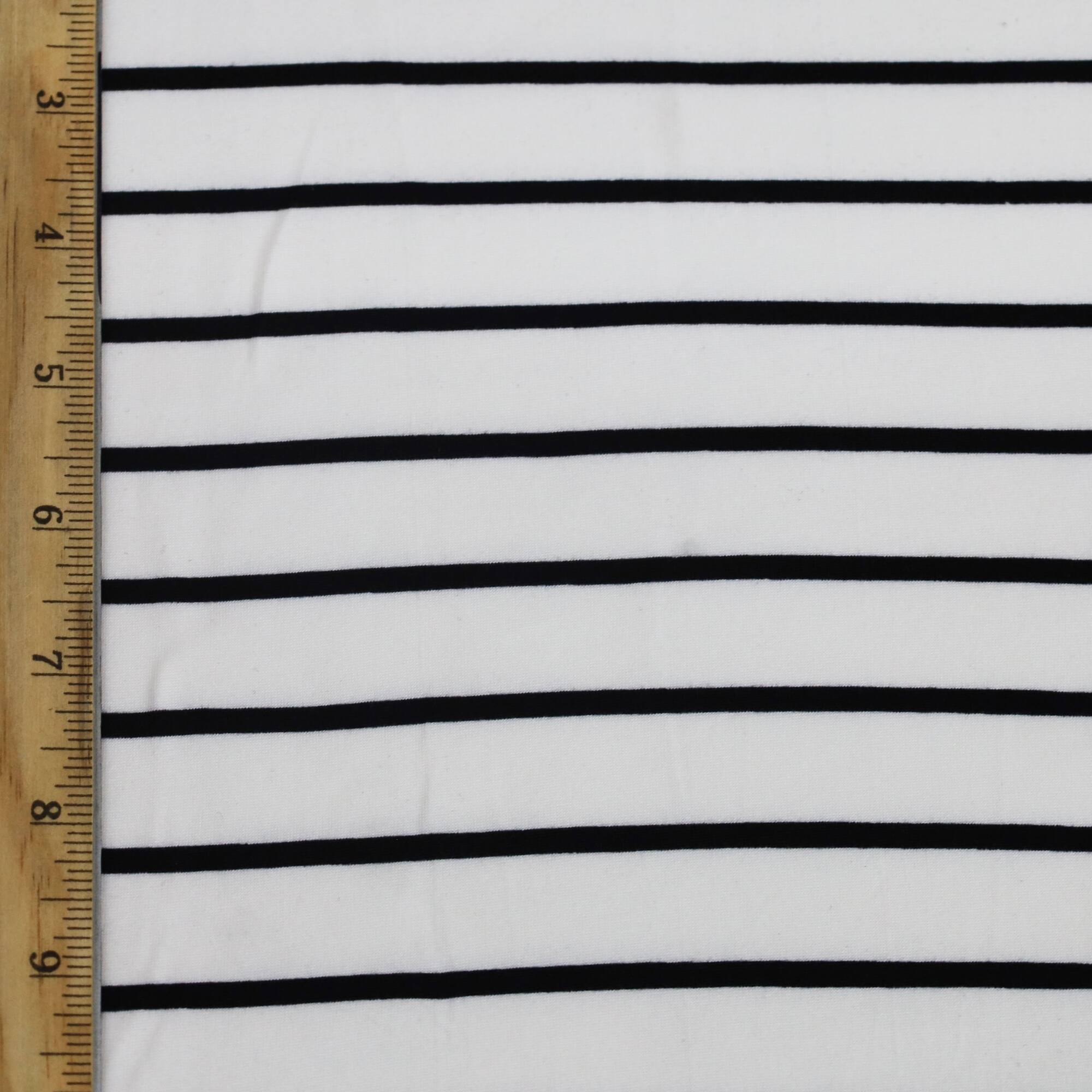 Fabric Merchants Black & White Stripes Double Brushed 4-Way Stretch Fabric